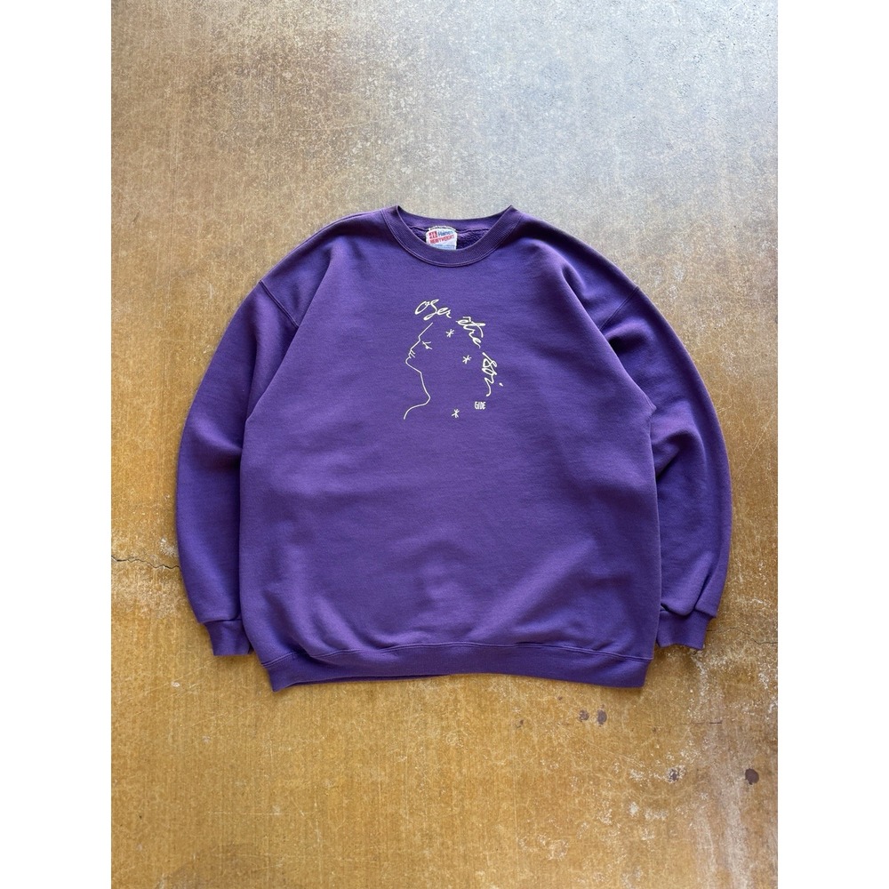 VTG 90s Purple French Philosophy Art Dare To Be Yourself Sweater Andre Gide XL